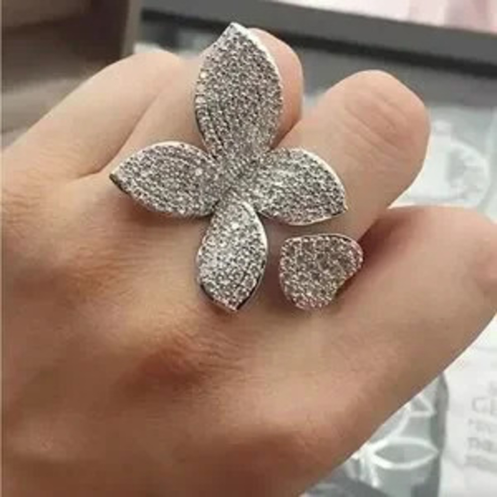 Pav Crystal Butterfly Adjustable Ring